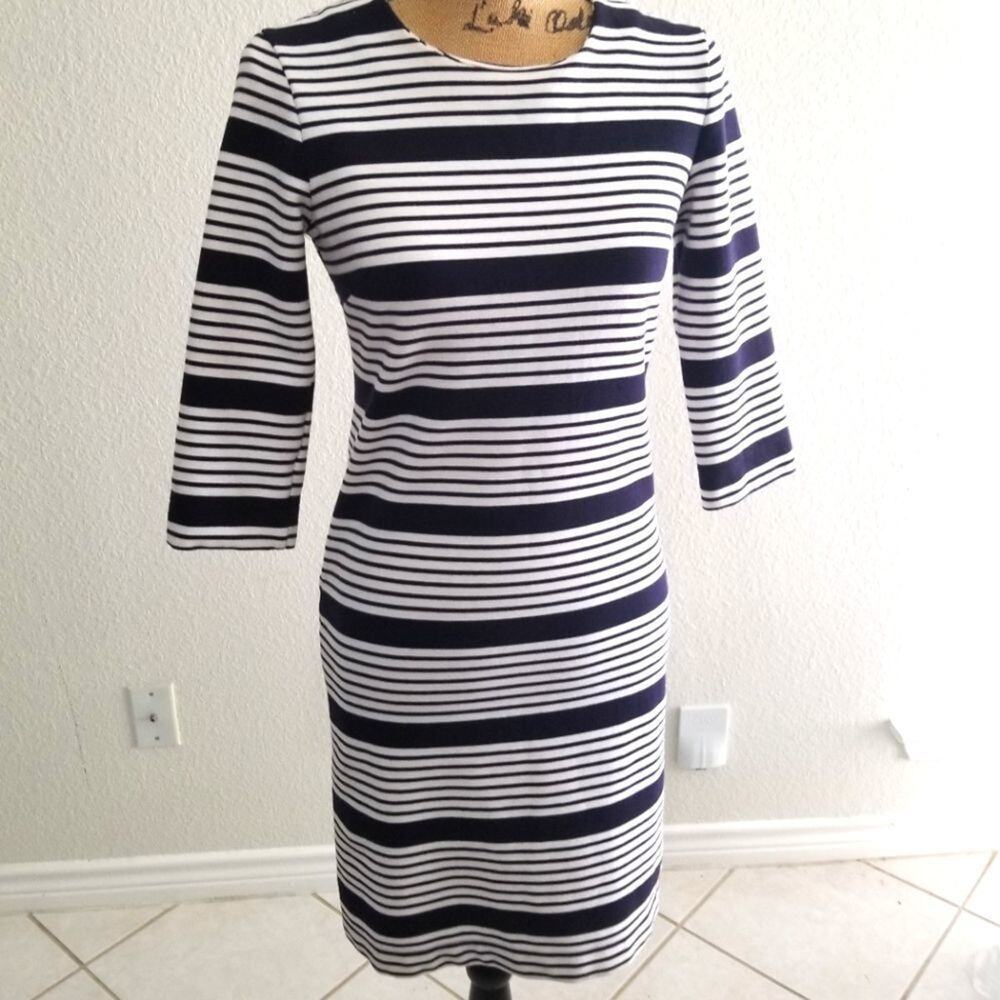 BANANA Republic blue and white stripe midi dress size 2 excellent‎ cond